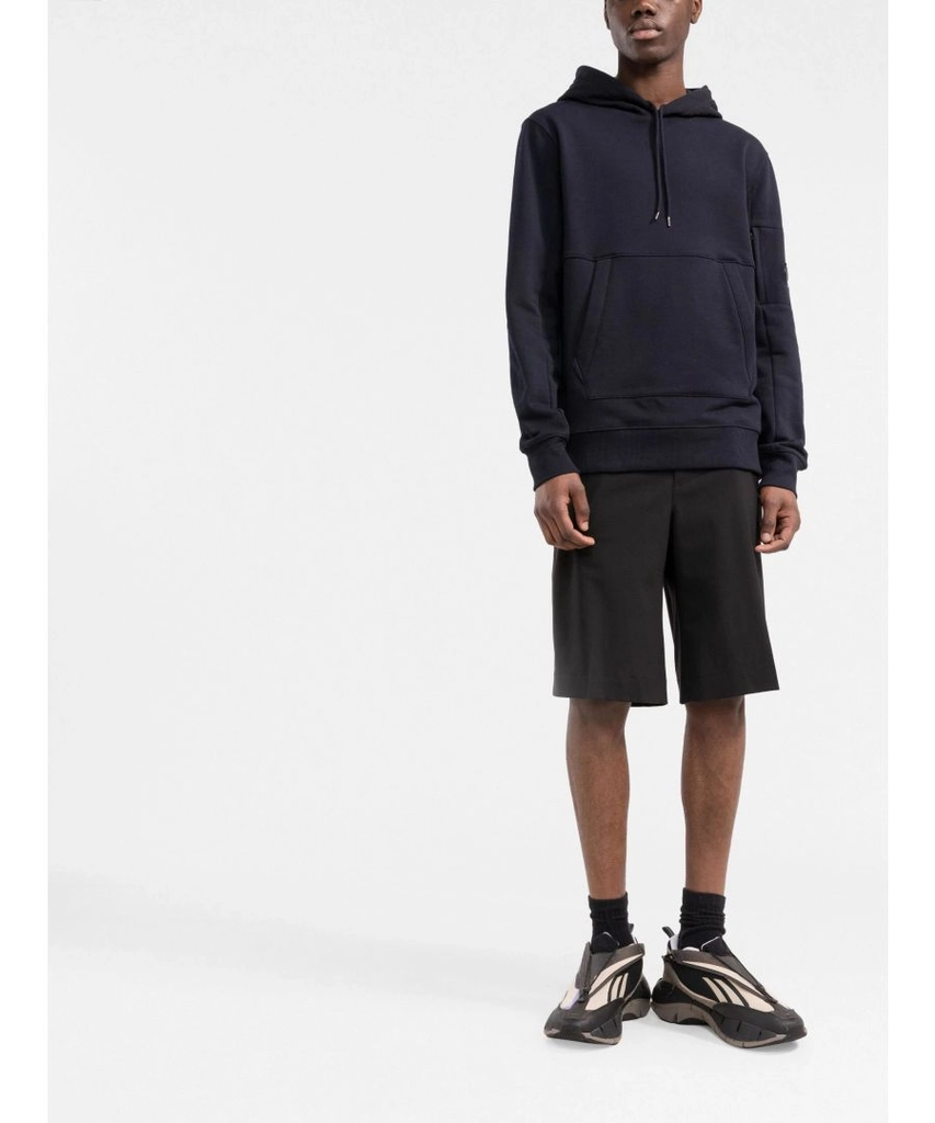 CP Company Mens Diagonal Raised Fleece Hoodie in Navy Cotton - Size Small